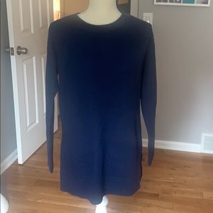Ana crewneck slit sweater tunic navy bnwt
